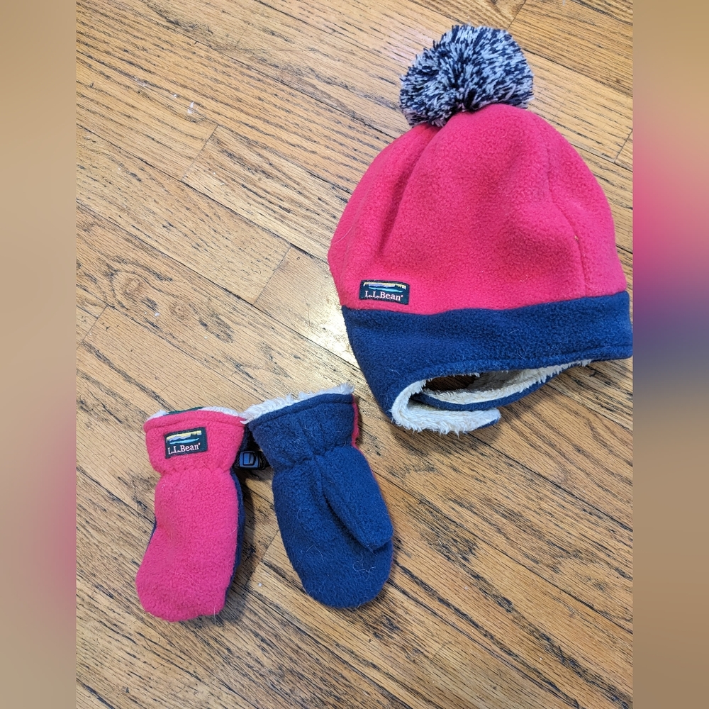 LL Bean hat and mittens